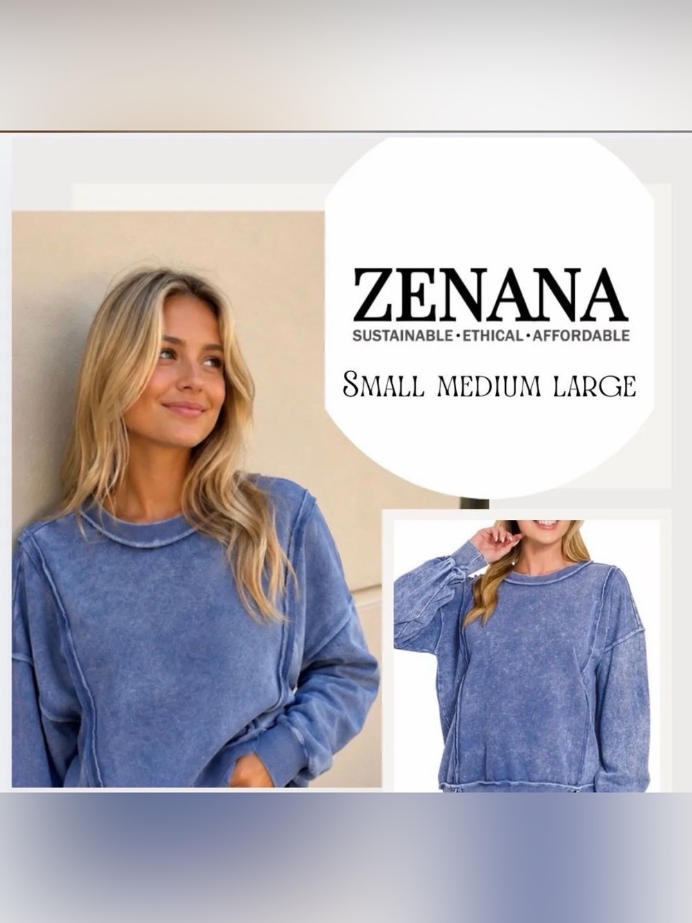 New blue ZENANA sweatshirt small and large left